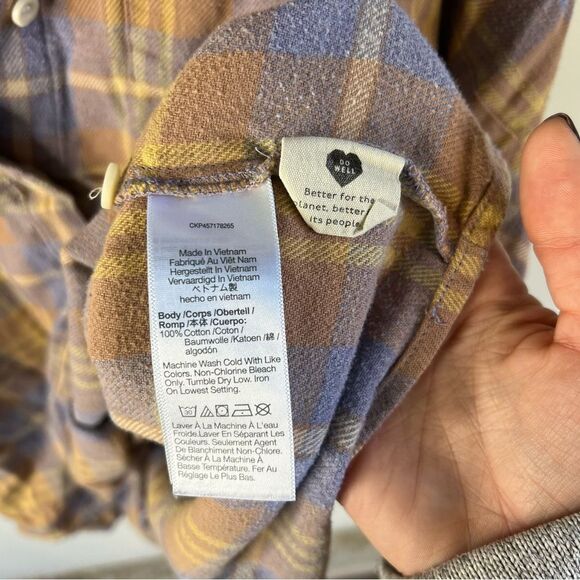 Flannel Oversized Boyfriend Shirt in Plaid in Dusk Peri size 3X - Picture 10 of 11